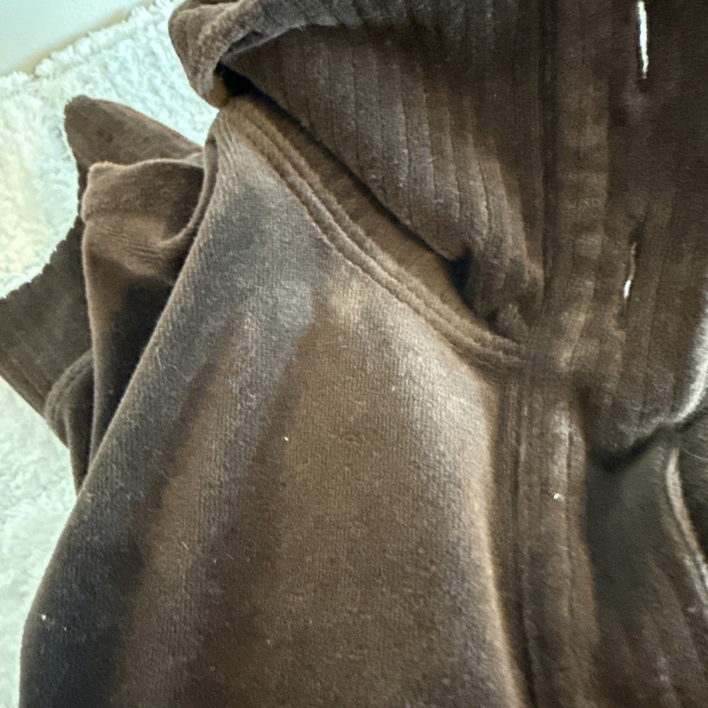 White Stag Womens Button Jacket XL Brown Velour 90s Cozy Fairy Layers Timeless - Picture 10 of 12